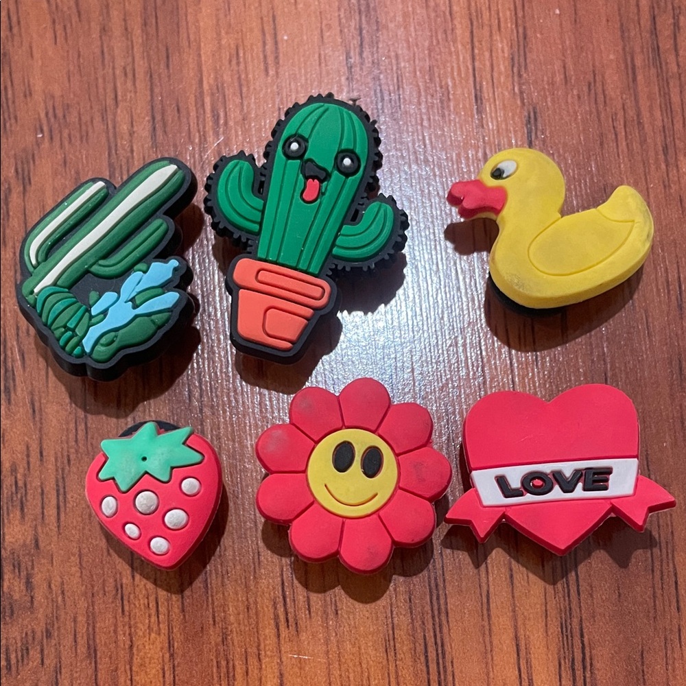 Cute Shoe Charms - Colorful Cactus, Duck, Strawberry, Flower & Love Heart